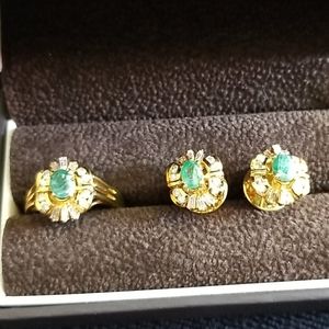 Vintage 14k Emerald diamond set.